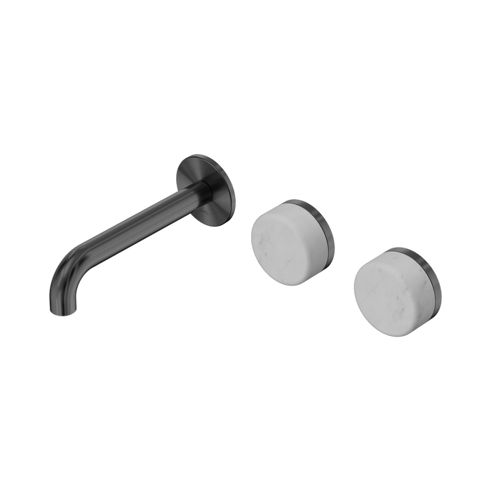Nero Serenity Wall Basin Set 160mm Offset Spout With Carrara Handle - Gun Metal