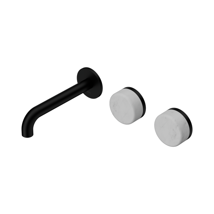 Nero Serenity Wall Basin Set 160mm Offset Spout With Carrara Handle - Matte Black