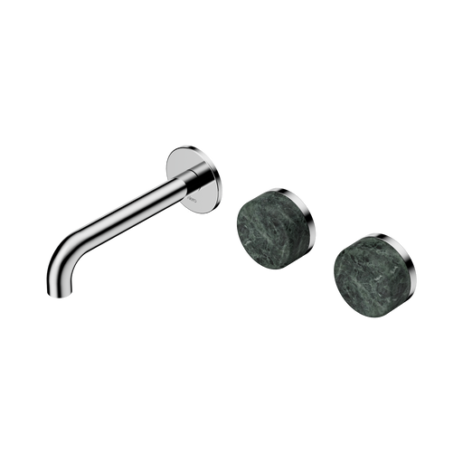 Nero Serenity Wall Basin Set 160mm Offset Spout With Verde Alpi Handle - Chrome