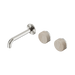 Nero Serenity Wall Basin Set 160mm Offset Spout With Rome Travertine Handle - Brushed Nickel