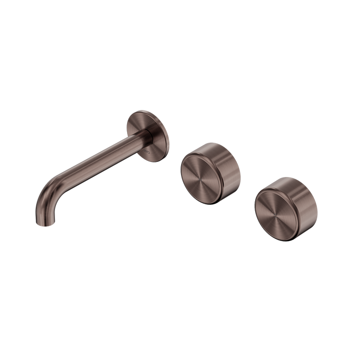 Nero Serenity Wall Basin Set 160mm Offset Spout With Metal Handle - Brushed Bronze