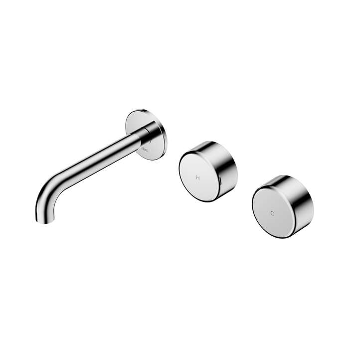 Nero Serenity Wall Basin Set 160mm Offset Spout With Metal Handle - Chrome