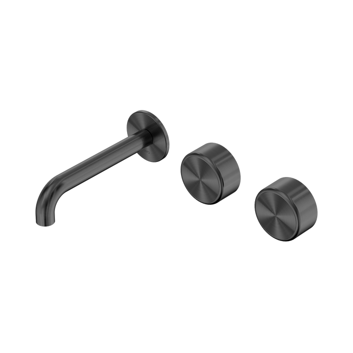 Nero Serenity Wall Basin Set 160mm Offset Spout With Metal Handle - Gun Metal