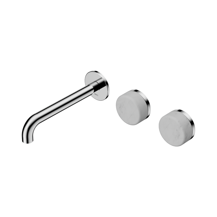 Nero Serenity Wall Basin Set 185mm Offset Spout With Carrara Handle - Chrome