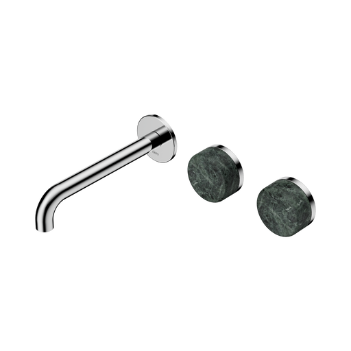 Nero Serenity Wall Basin Set 185mm Offset Spout With Verde Alpi Handle - Chrome