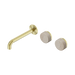Nero Serenity Wall Basin Set 185mm Offset Spout With Rome Travertine Handle - Brushed Gold