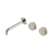Nero Serenity Wall Basin Set 185mm Offset Spout With Rome Travertine Handle - Brushed Nickel
