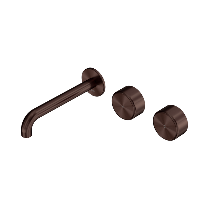 Nero Serenity Wall Basin Set 185mm Offset Spout With Metal Handle - Rome Bronze
