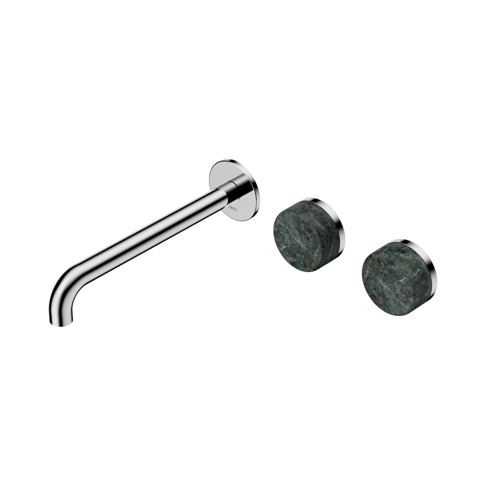Nero Serenity Wall Basin Set 220mm Offset Spout With Verde Alpi Handle - Chrome