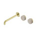 Nero Serenity Wall Basin Set 220mm Offset Spout With Rome Travertine Handle - Brushed Gold