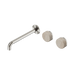 Nero Serenity Wall Basin Set 220mm Offset Spout With Rome Travertine Handle - Brushed Nickel