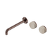 Nero Serenity Wall Basin Set 220mm Offset Spout With Rome Travertine Handle - Brushed Bronze