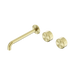 Nero Serenity Wall Basin Set 220mm Offset Spout With Metal Handle - Brushed Gold