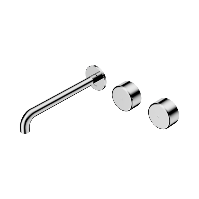 Nero Serenity Wall Basin Set 220mm Offset Spout With Metal Handle - Chrome