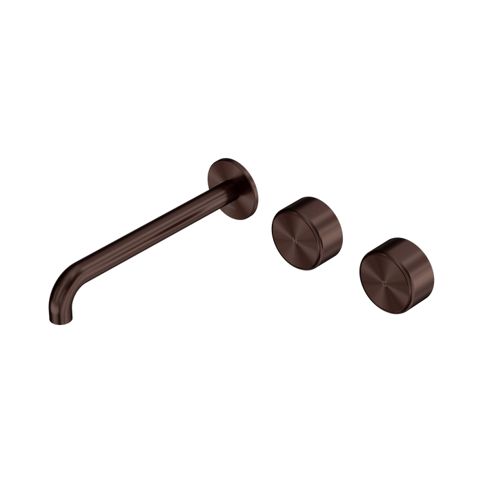 Nero Serenity Wall Basin Set 220mm Offset Spout With Metal Handle - Rome Bronze
