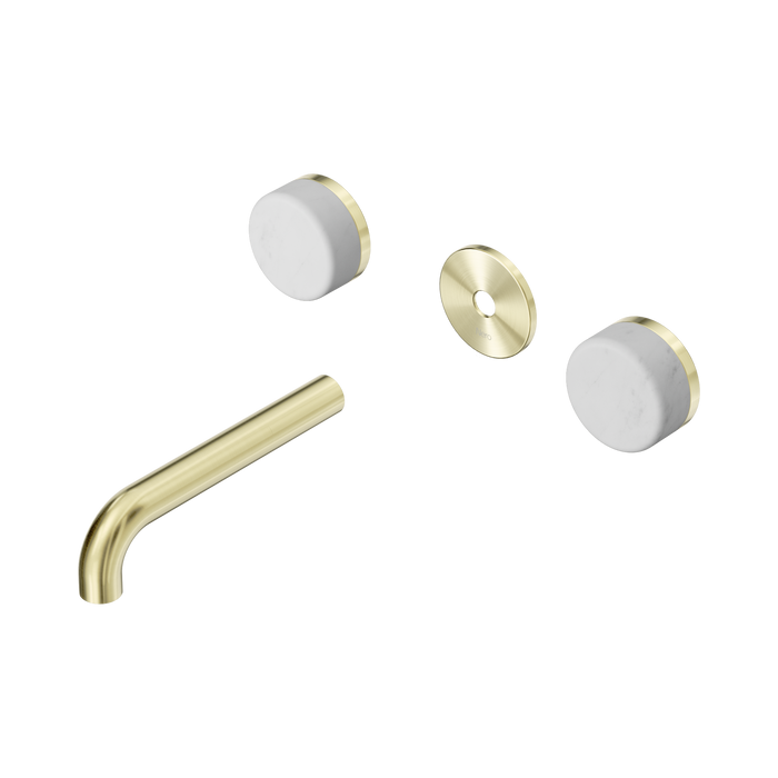 Nero Serenity Wall Basin Set 160mm Spout With Carrara Handle Trim Kit Only - Brushed Gold