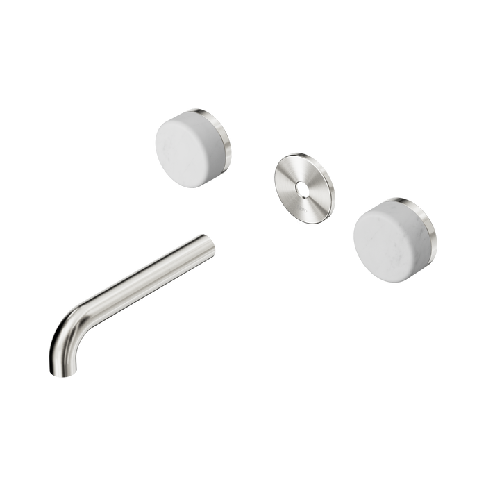Nero Serenity Wall Basin Set 160mm Spout With Carrara Handle Trim Kit Only - Brushed Nickel