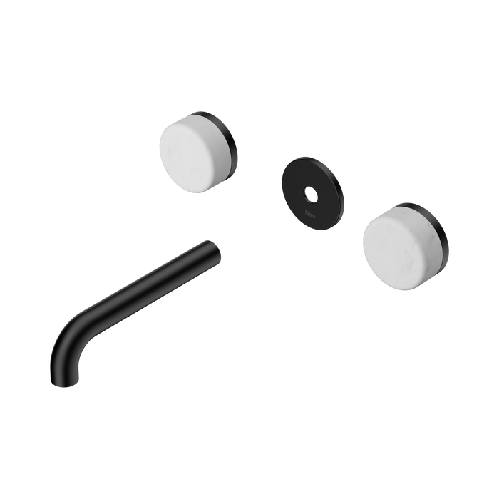 Nero Serenity Wall Basin Set 160mm Spout With Carrara Handle Trim Kit Only - Matte Black
