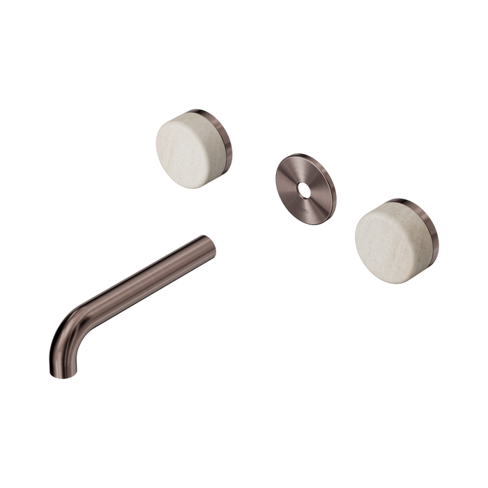 Nero Serenity Wall Basin Set 160mm Spout With Rome Travertine Handle Trim Kit Only - Brushed Bronze