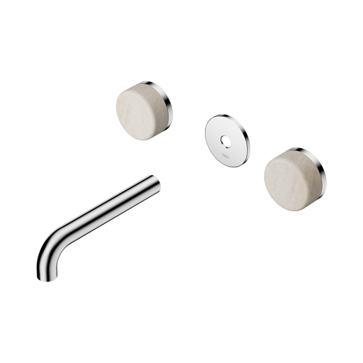 Nero Serenity Wall Basin Set 160mm Spout With Rome Travertine Handle Trim Kit Only - Chrome