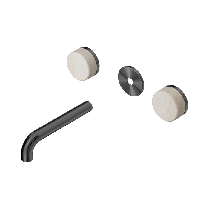 Nero Serenity Wall Basin Set 160mm Spout With Rome Travertine Handle Trim Kit Only - Gun Metal