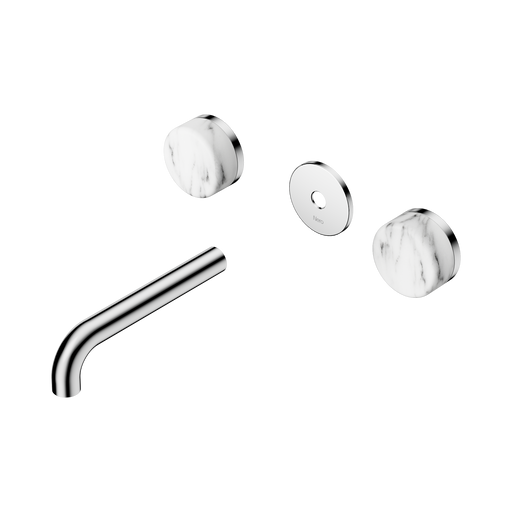 Nero Serenity Wall Basin Set 160mm Spout With Arabescato Corchia Handle Trim Kit Only - Chrome