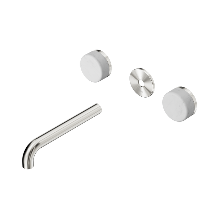 Nero Serenity Wall Basin Set 185mm Spout With Carrara Handle Trim Kit Only - Brushed Nickel