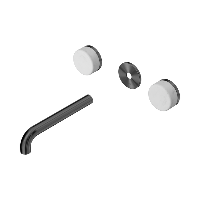 Nero Serenity Wall Basin Set 185mm Spout With Carrara Handle Trim Kit Only - Gun Metal