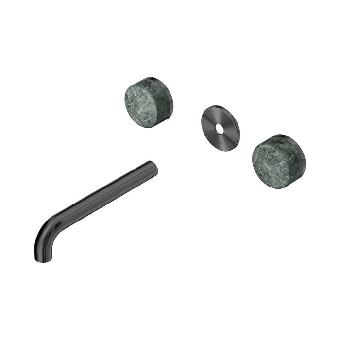 Nero Serenity Wall Basin Set 185mm Spout With Verde Alpi Handle Trim Kit Only - Gun Metal
