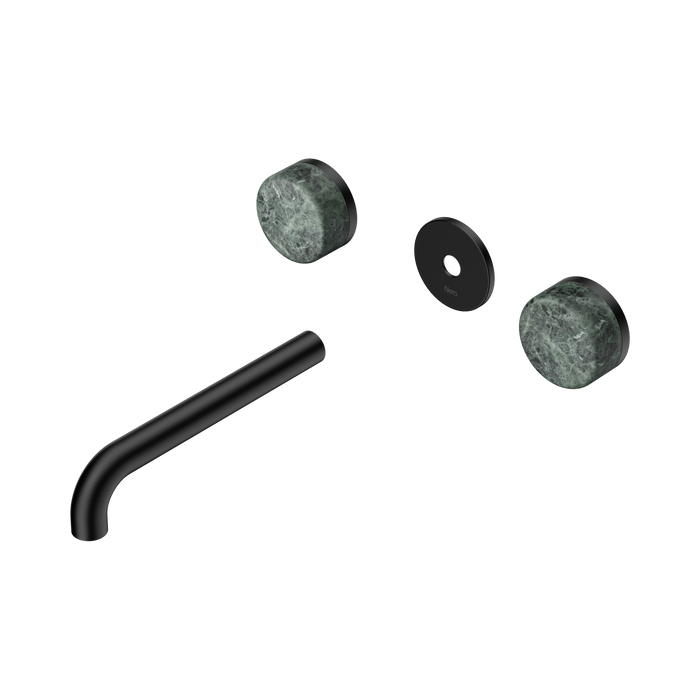 Nero Serenity Wall Basin Set 185mm Spout With Verde Alpi Handle Trim Kit Only - Matte Black