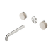 Nero Serenity Wall Basin Set 185mm Spout With Rome Travertine Handle Trim Kit Only - Brushed Nickel