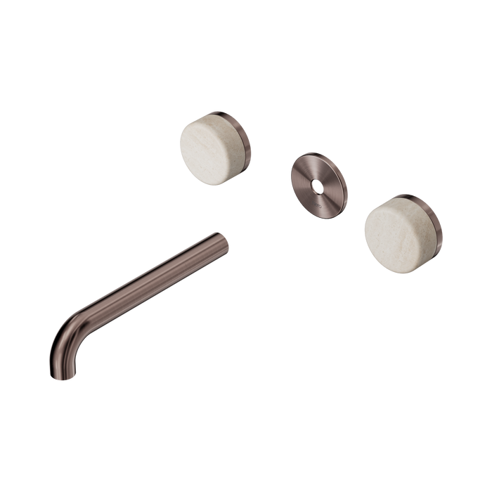 Nero Serenity Wall Basin Set 185mm Spout With Rome Travertine Handle Trim Kit Only - Brushed Bronze