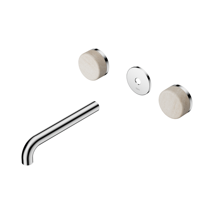 Nero Serenity Wall Basin Set 185mm Spout With Rome Travertine Handle Trim Kit Only - Chrome