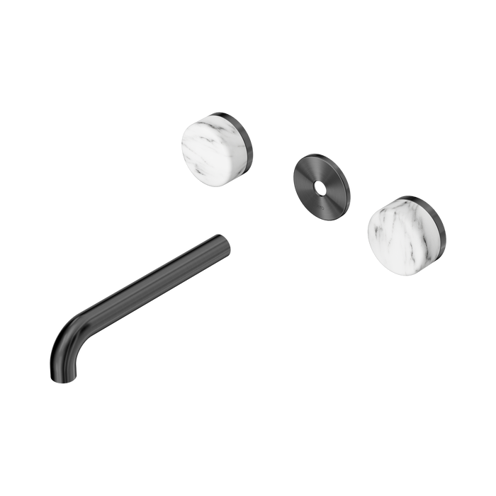 Nero Serenity Wall Basin Set 185mm Spout With Arabescato Corchia Handle Trim Kit Only - Gun Metal