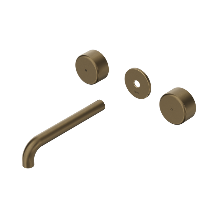 Nero Serenity Wall Basin Set 185mm Spout With Metal Handle Trim Kit Only - Tumbled Antique Brass