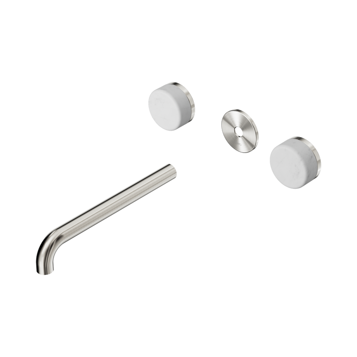 Nero Serenity Wall Basin Set 220mm Spout With Carrara Handle Trim Kit Only - Brushed Nickel