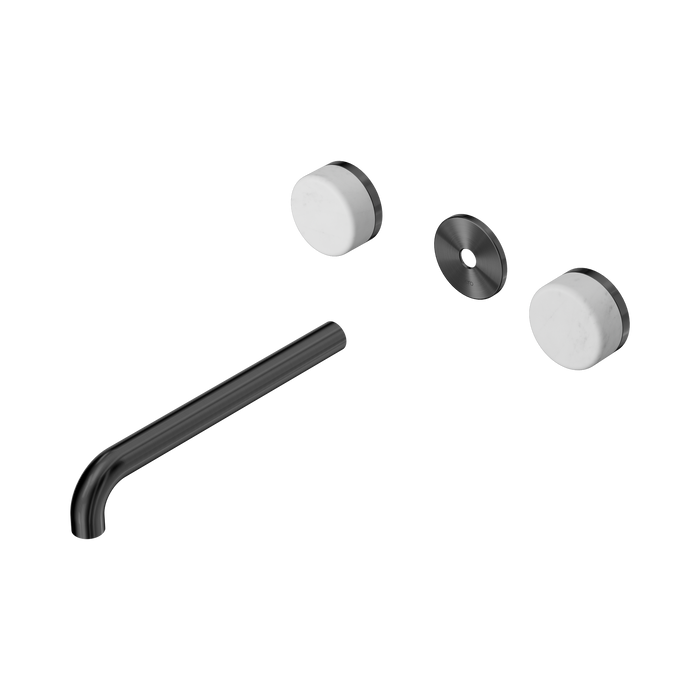 Nero Serenity Wall Basin Set 220mm Spout With Carrara Handle Trim Kit Only - Gun Metal