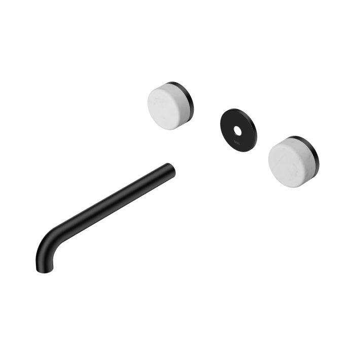 Nero Serenity Wall Basin Set 220mm Spout With Carrara Handle Trim Kit Only - Matte Black