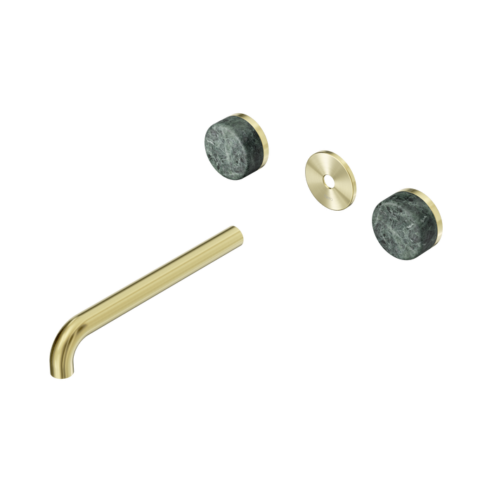 Nero Serenity Wall Basin Set 220mm Spout With Verde Alpi Handle Trim Kit Only - Brushed Gold