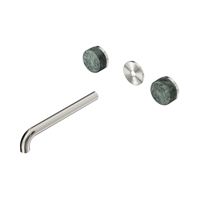 Nero Serenity Wall Basin Set 220mm Spout With Verde Alpi Handle Trim Kit Only - Brushed Nickel