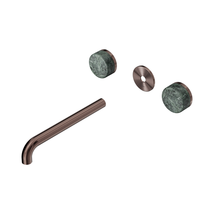 Nero Serenity Wall Basin Set 220mm Spout With Verde Alpi Handle Trim Kit Only - Brushed Bronze