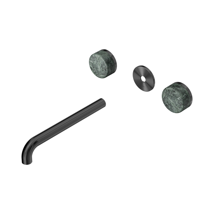 Nero Serenity Wall Basin Set 220mm Spout With Verde Alpi Handle Trim Kit Only - Gun Metal