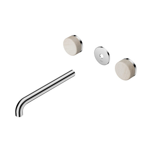 Nero Serenity Wall Basin Set 220mm Spout With Rome Travertine Handle Trim Kit Only - Chrome