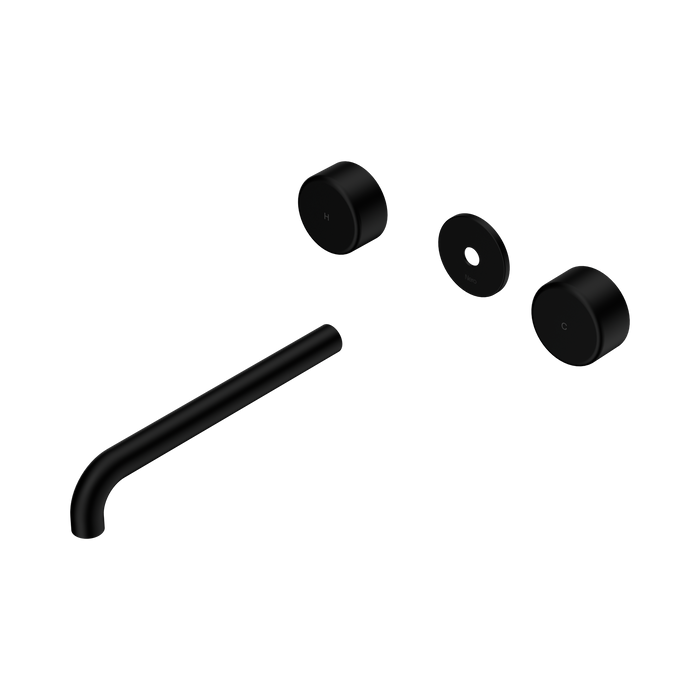 Nero Serenity Wall Basin Set 220mm Spout With Metal Handle Trim Kit Only - Matte Black