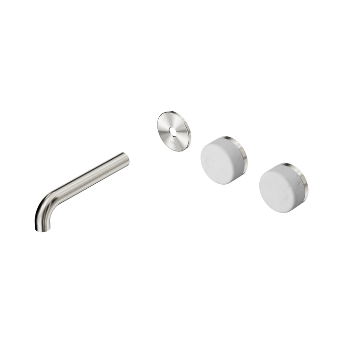 Nero Serenity Wall Basin Set 160mm Offset Spout With Carrara Handle Trim Kit Only - Brushed Nickel
