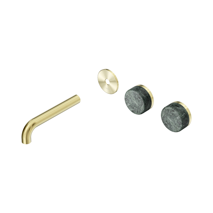 Nero Serenity Wall Basin Set 160mm Offset Spout With Verde Alpi Handle Trim Kit Only - Brushed Gold