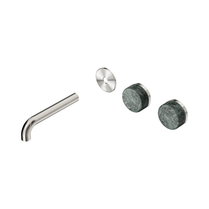 Nero Serenity Wall Basin Set 160mm Offset Spout With Verde Alpi Handle Trim Kit Only - Brushed Nickel