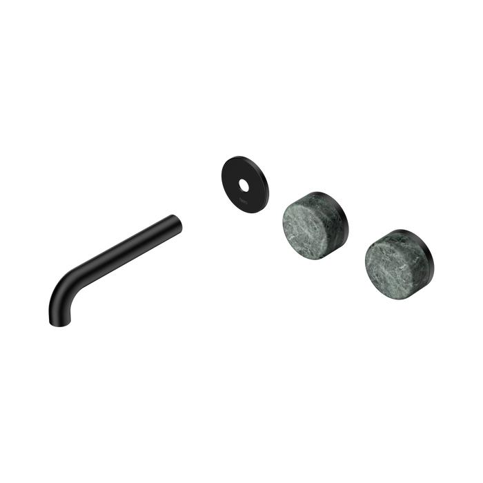 Nero Serenity Wall Basin Set 160mm Offset Spout With Verde Alpi Handle Trim Kit Only - Matte Black
