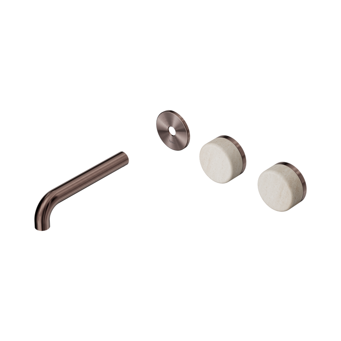Nero Serenity Wall Basin Set 160mm Offset Spout With Rome Travertine Handle Trim Kit Only - Brushed Bronze