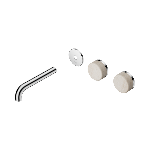 Nero Serenity Wall Basin Set 160mm Offset Spout With Rome Travertine Handle Trim Kit Only - Chrome
